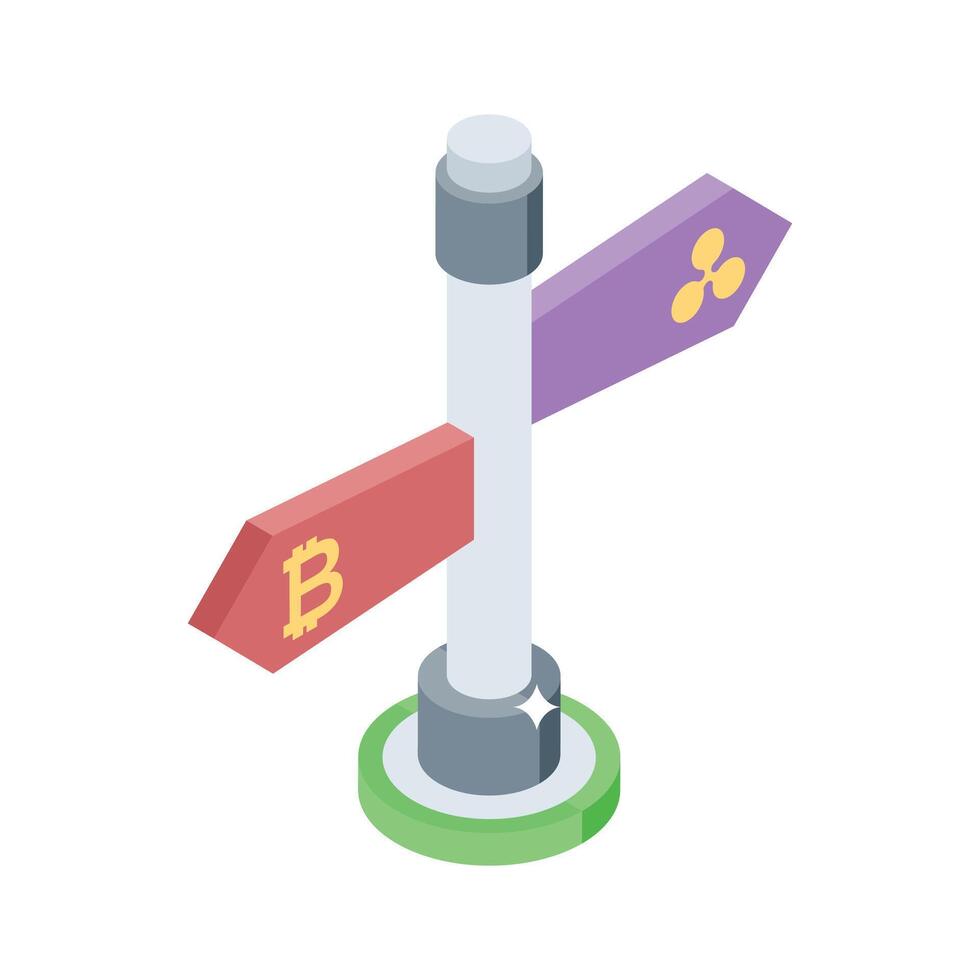 An isometric icon showing crypto board decision vector