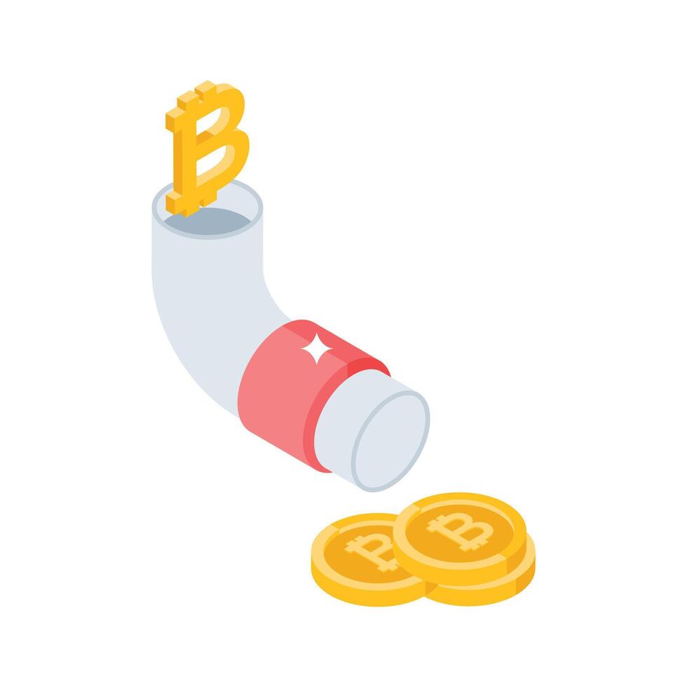 Explore an isometric icon showcasing bitcoin flow direction vector