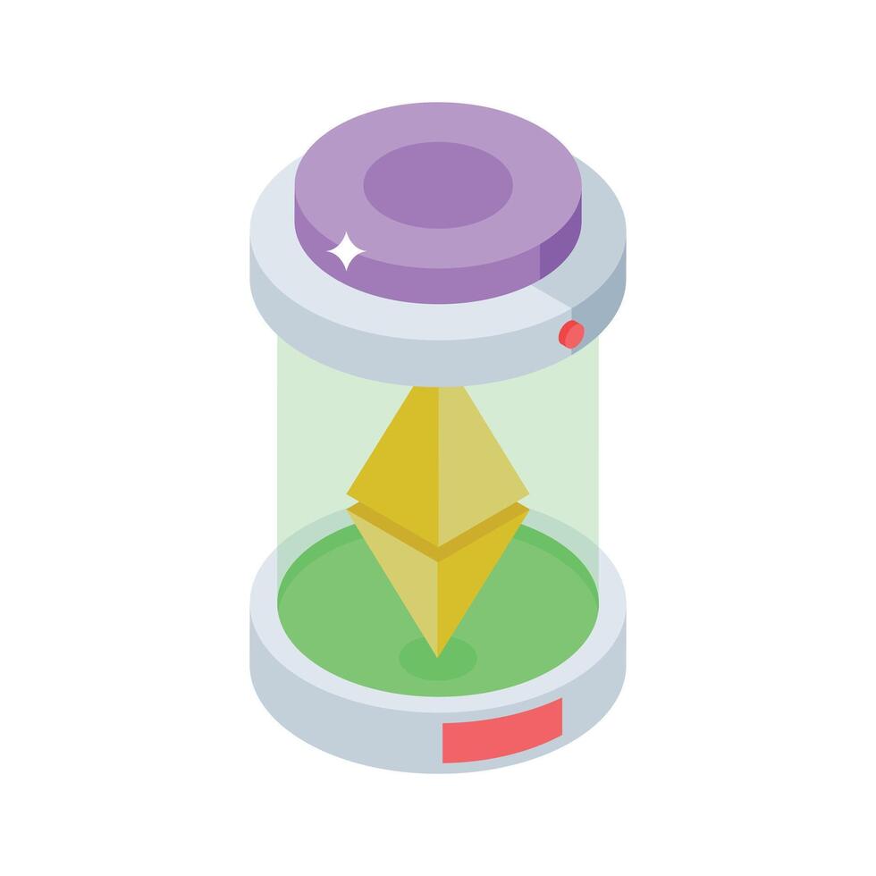 A trendy isometric icon of ethereum technology transformation vector