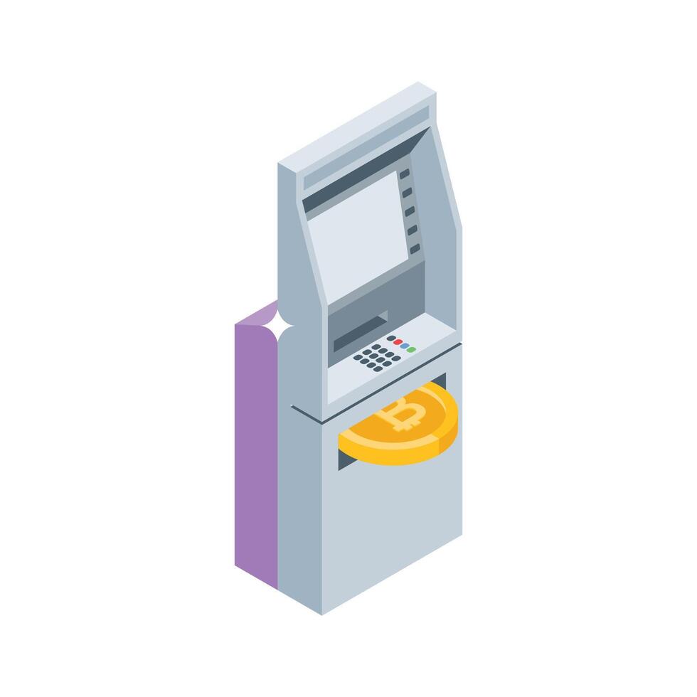 Take a look at this isometric style bitcoin atm icon vector