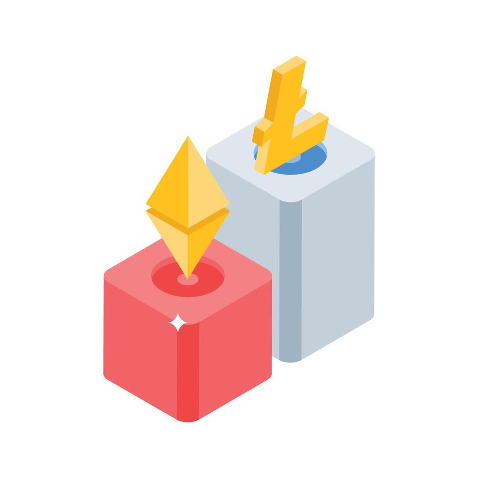 A trendy isometric style icon of cryptocurrency profit vector