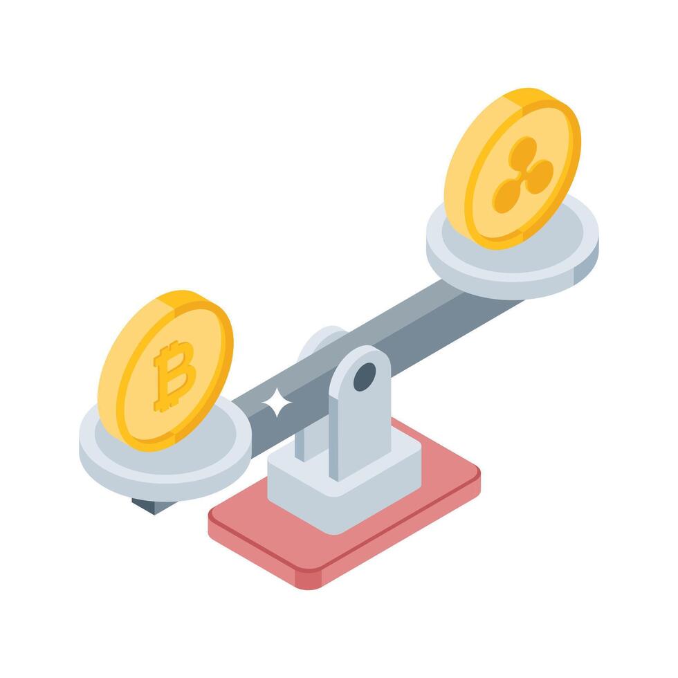 Here is an isometric icon showing money comparison vector