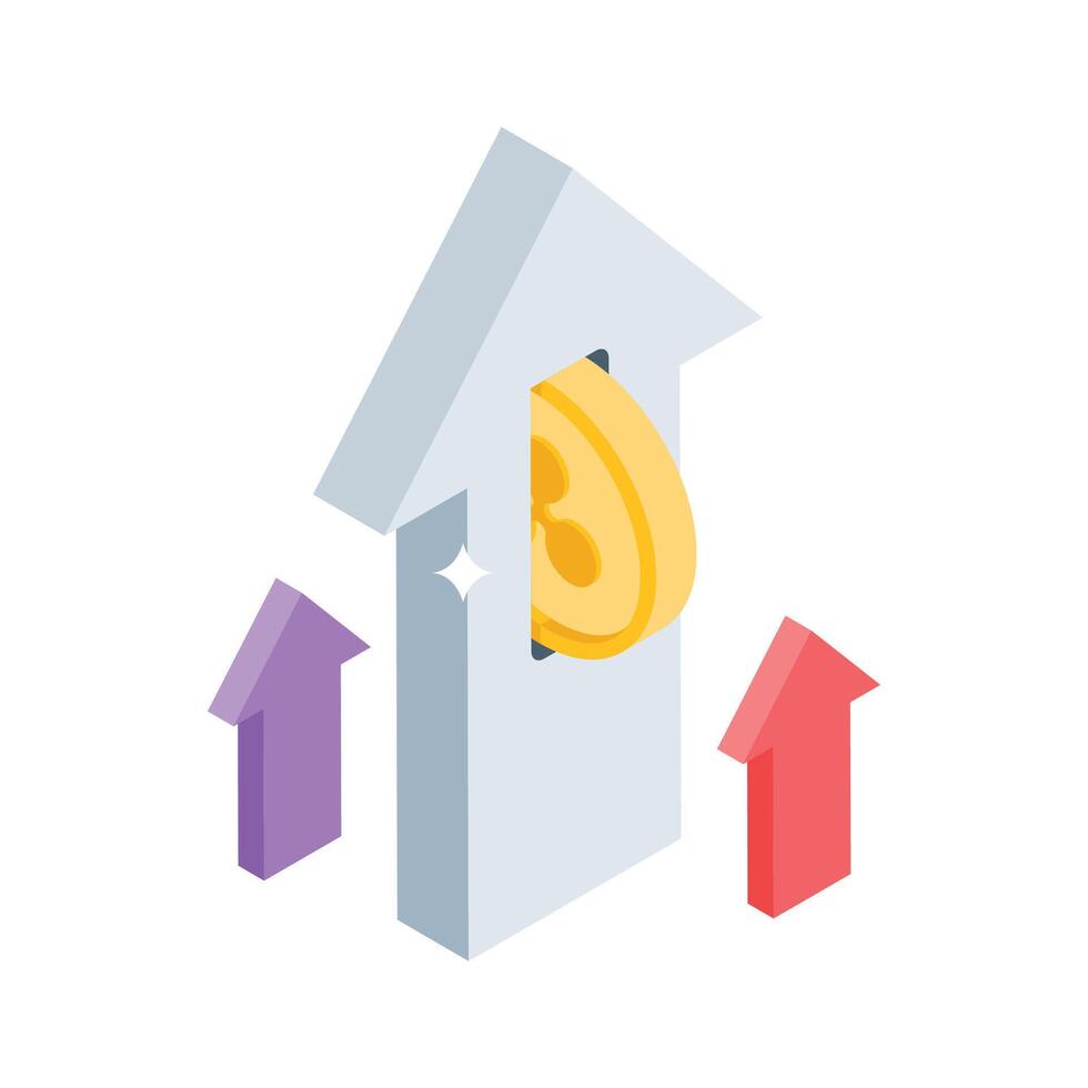 An eye-catching isometric icon showcasing ripple growth trend vector