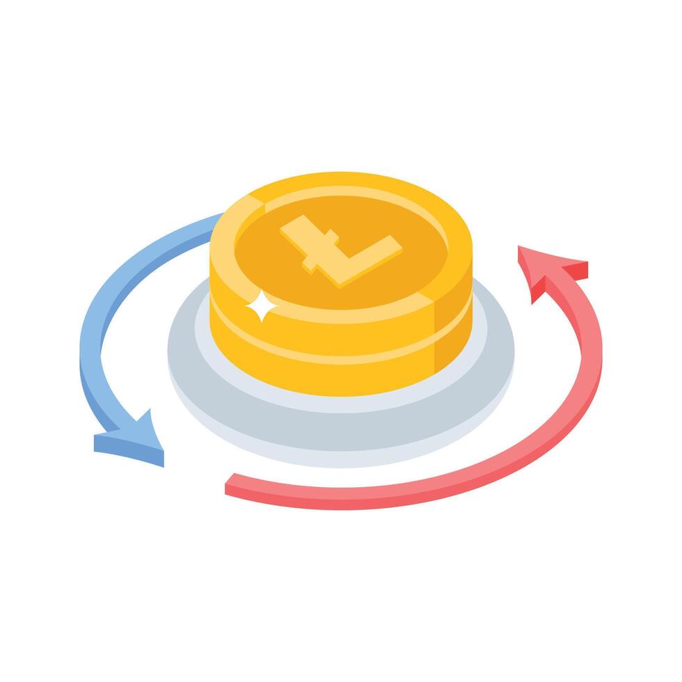 A premium isometric icon showing money trading vector