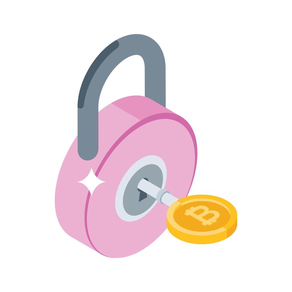 Discover this isometric style icon of secure bitcoin access vector