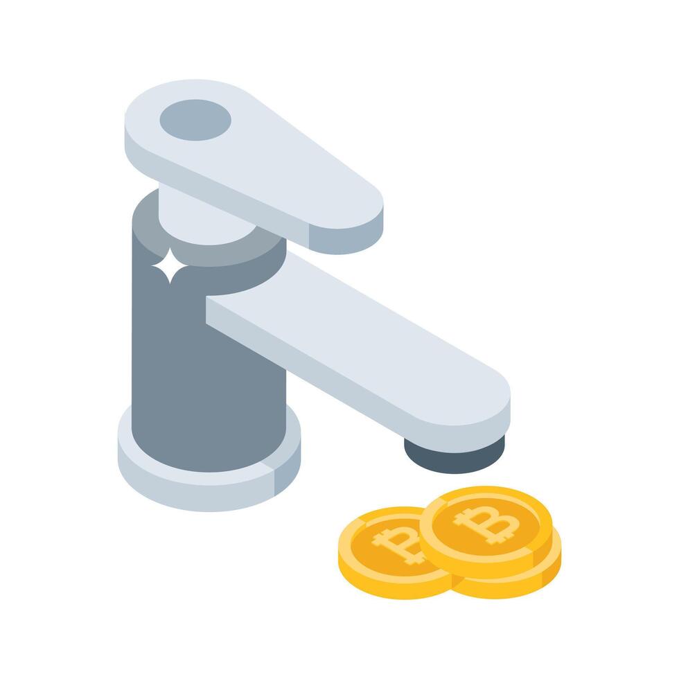 Here is an isometric style icon of bitcoin liquidity data vector
