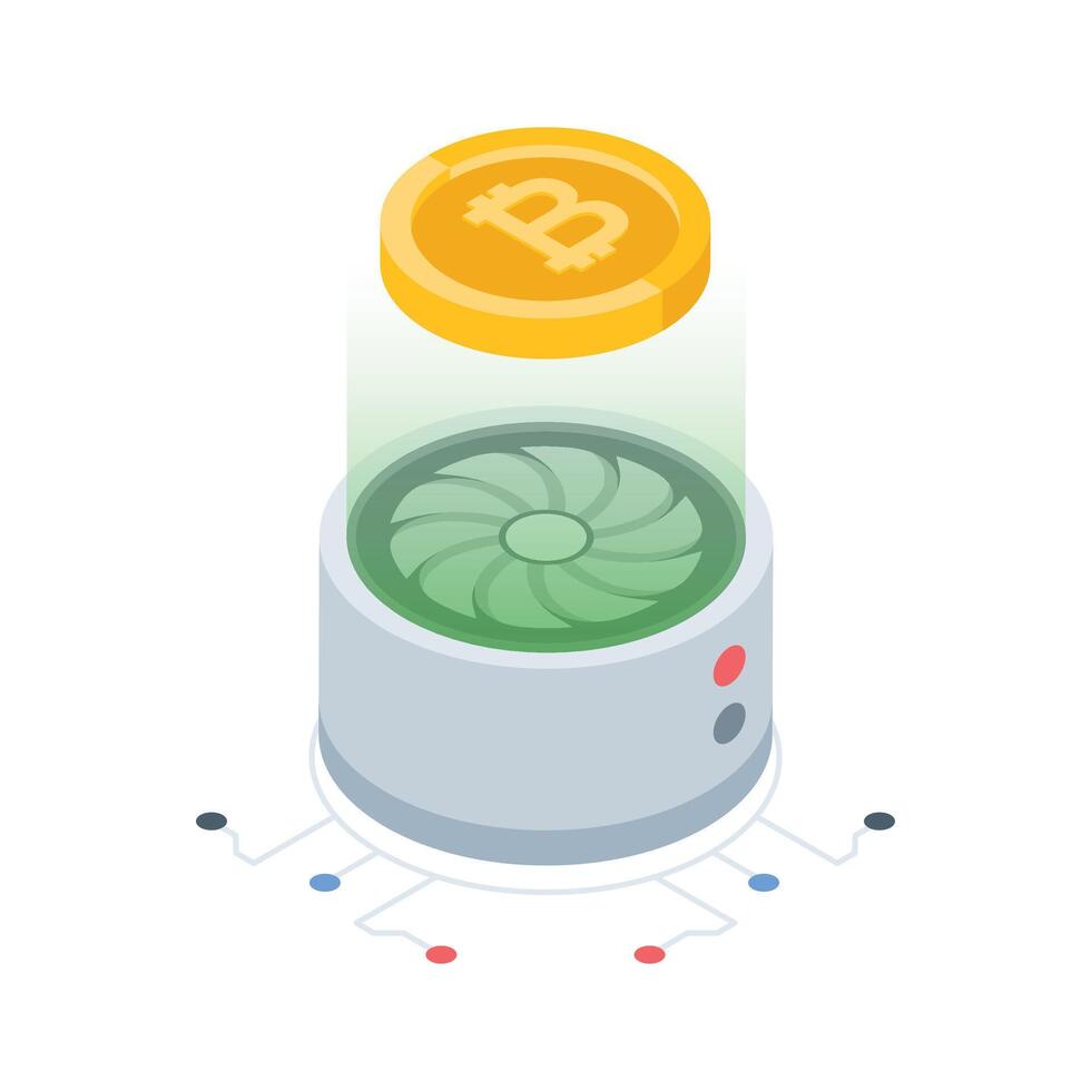 Check out this isometric style icon of bitcoin gpu rig vector
