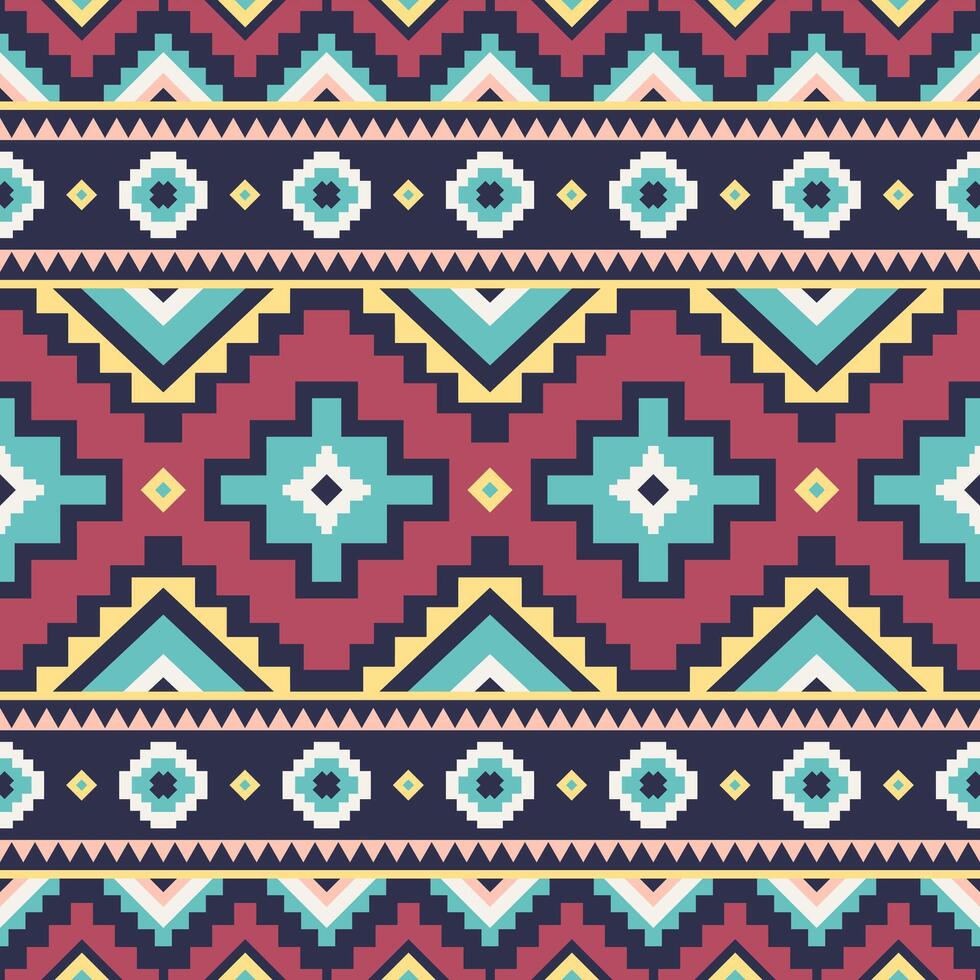 Tribal striped seamless pattern. Aztec geometric multicolored background. Can be used in textile design, web design for making of clothes, accessories, decorative paper, wrapping, backpacks, etc. vector
