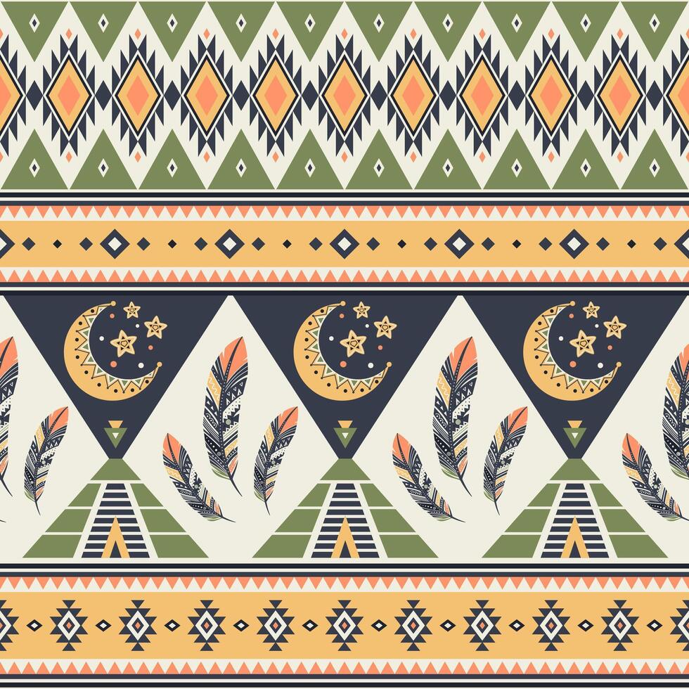 Tribal striped seamless pattern. Aztec geometric background, used in textile design, web design for making of clothes, accessories, decorative paper, wrapping, backpacks, etc. vector