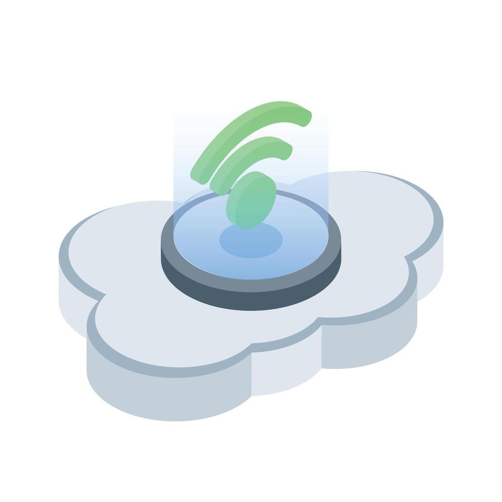 An eye-pleasing isometric icon showing cloud connection service vector
