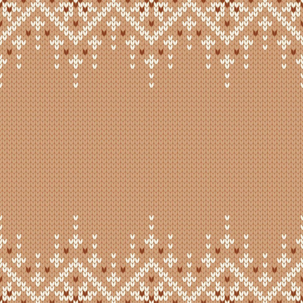 Knitwear texture. Template with empty place for text. Traditional seasonal seamless background for holiday design. Winter knitted wool sweater pattern with snowflakes. Christmas beige illustration. vector
