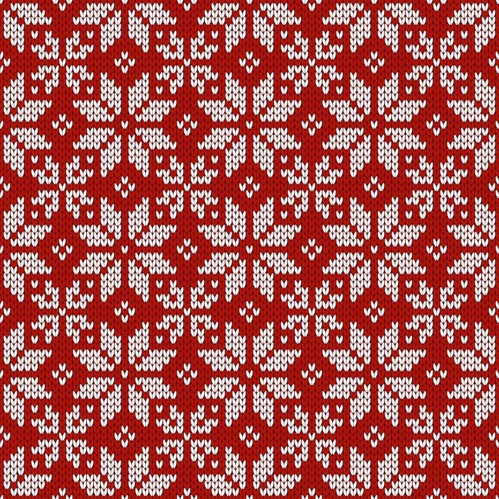 Winter holiday ornament with snowflakes. Christmas and New Year wool knitted sweater. Seamless pattern, snowflakes illustration, traditional background. vector