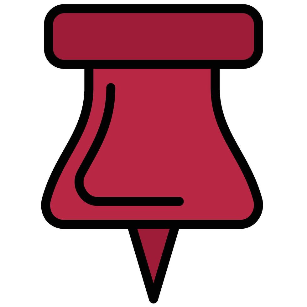Paper Pin Icon, Outline Flat Design Icon Symbol, Education School Icon. vector
