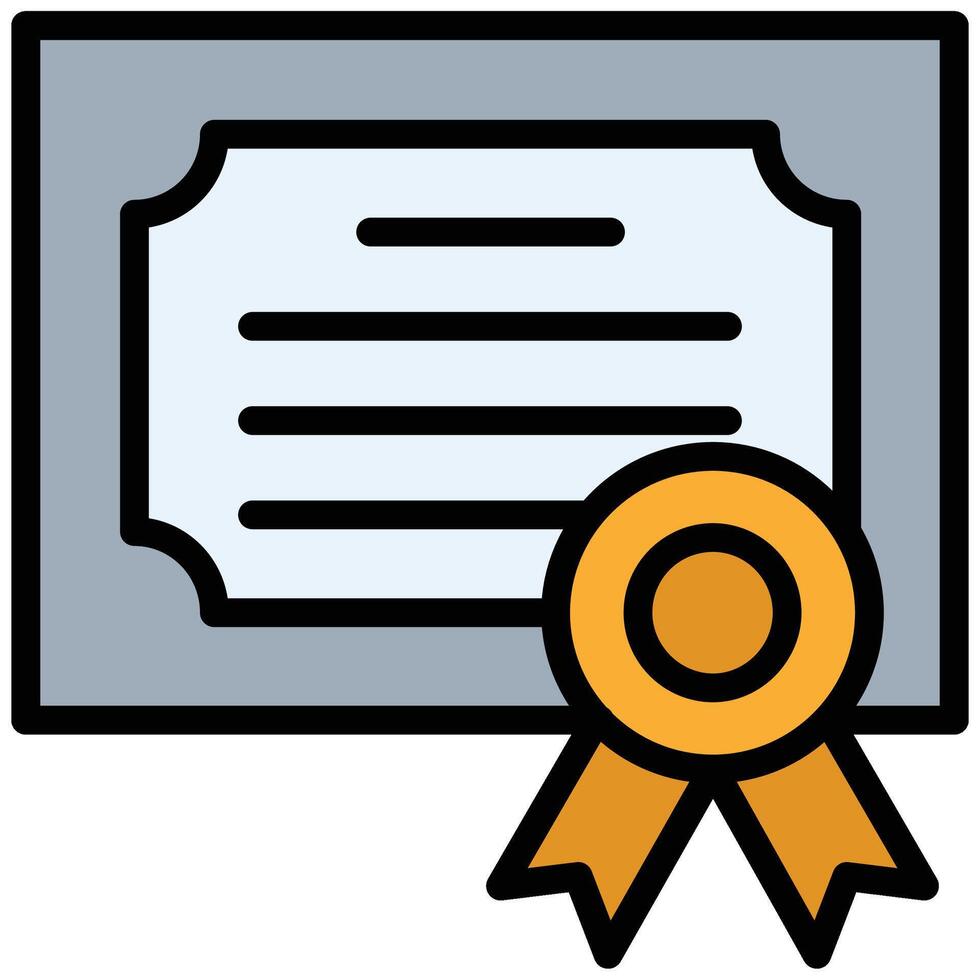 Certificate Icon, Outline Flat Design Icon Symbol, Education School Icon. vector