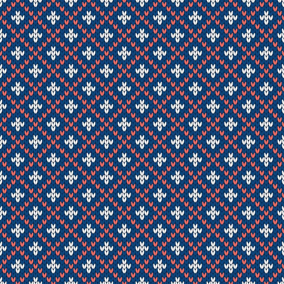 Winter knitted pattern. Nordic ethnic style ornament with rhombs and dots. Holiday background. Diamond pattern seamless texture. vector