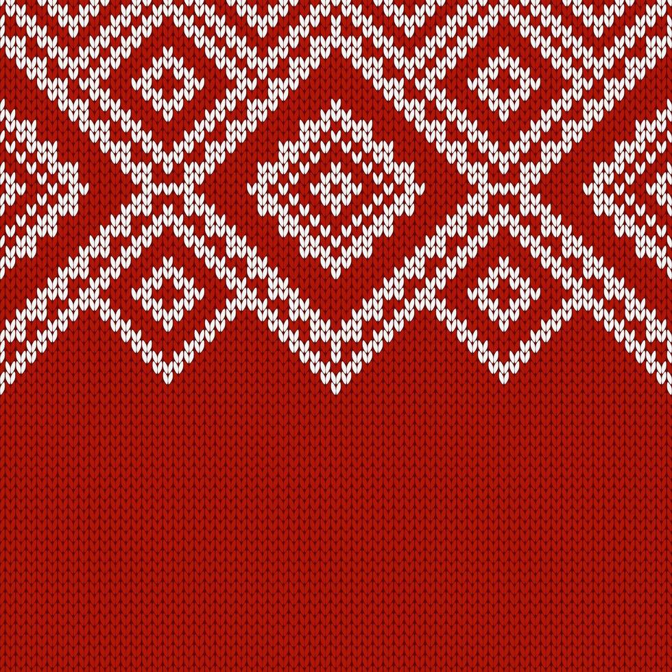 Knitwear texture. Template with empty place for text. Traditional seasonal seamless background for holiday design. Winter knitted wool sweater pattern, Christmas red illustration. vector