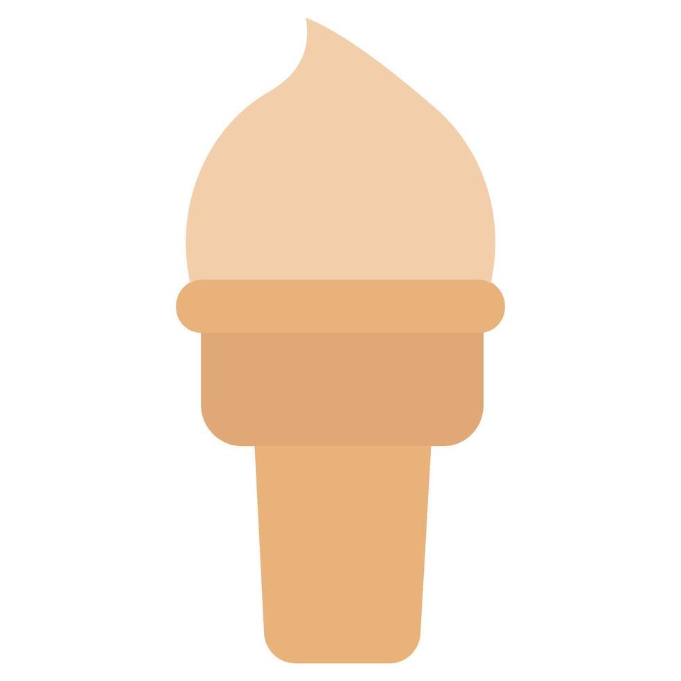Ice Cream Cone Flat Design Icon, Black And White Flat Design Icon Symbol vector