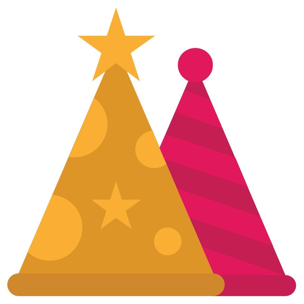 Party Hat Flat Design Icon, Black And White Flat Design Icon Symbol vector