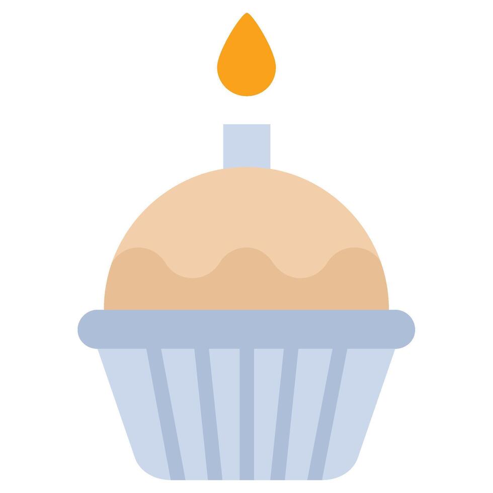 Candle Cake Flat Design Icon, Black And White Flat Design Icon Symbol vector