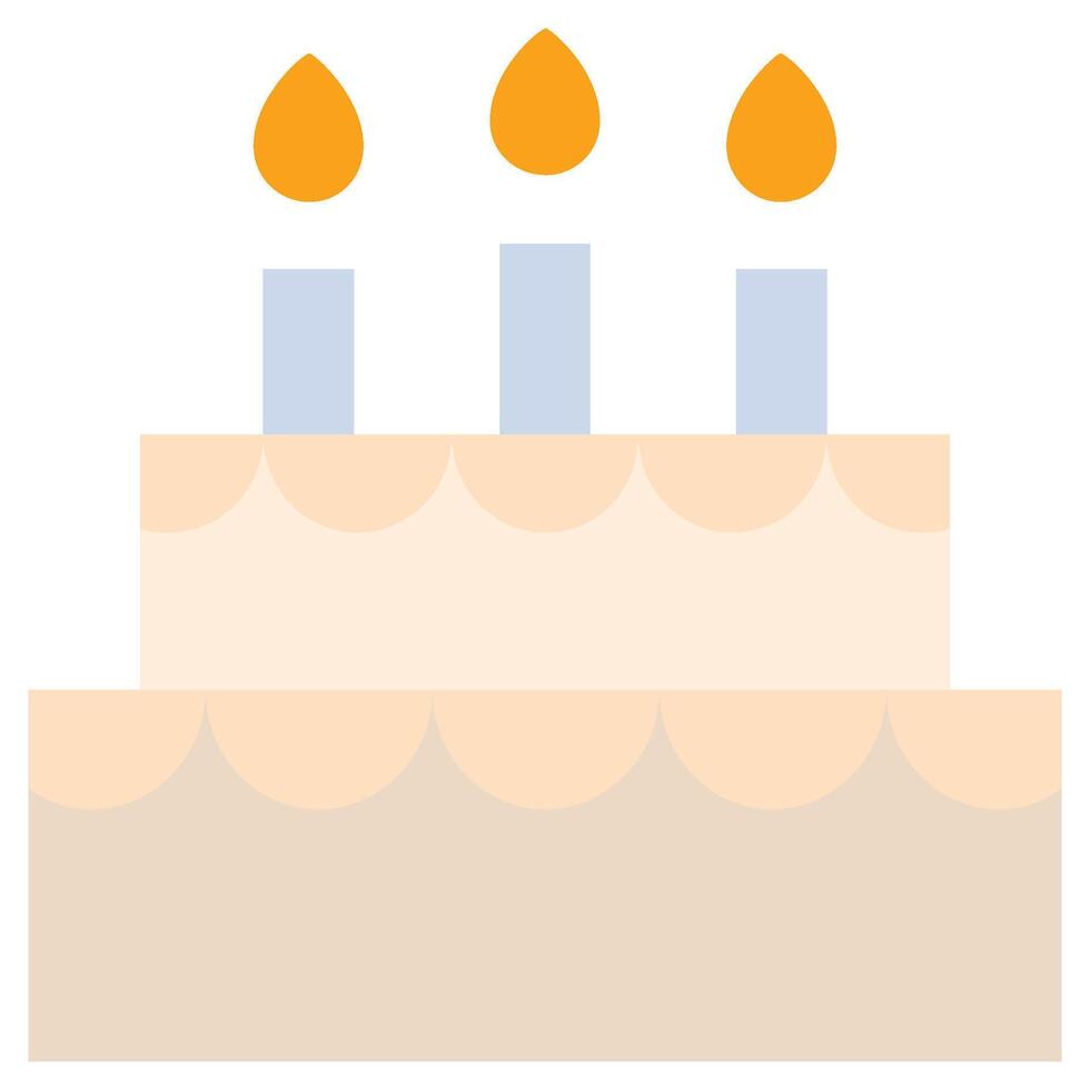 Birthday Cake Flat Design Icon, Black And White Flat Design Icon Symbol vector