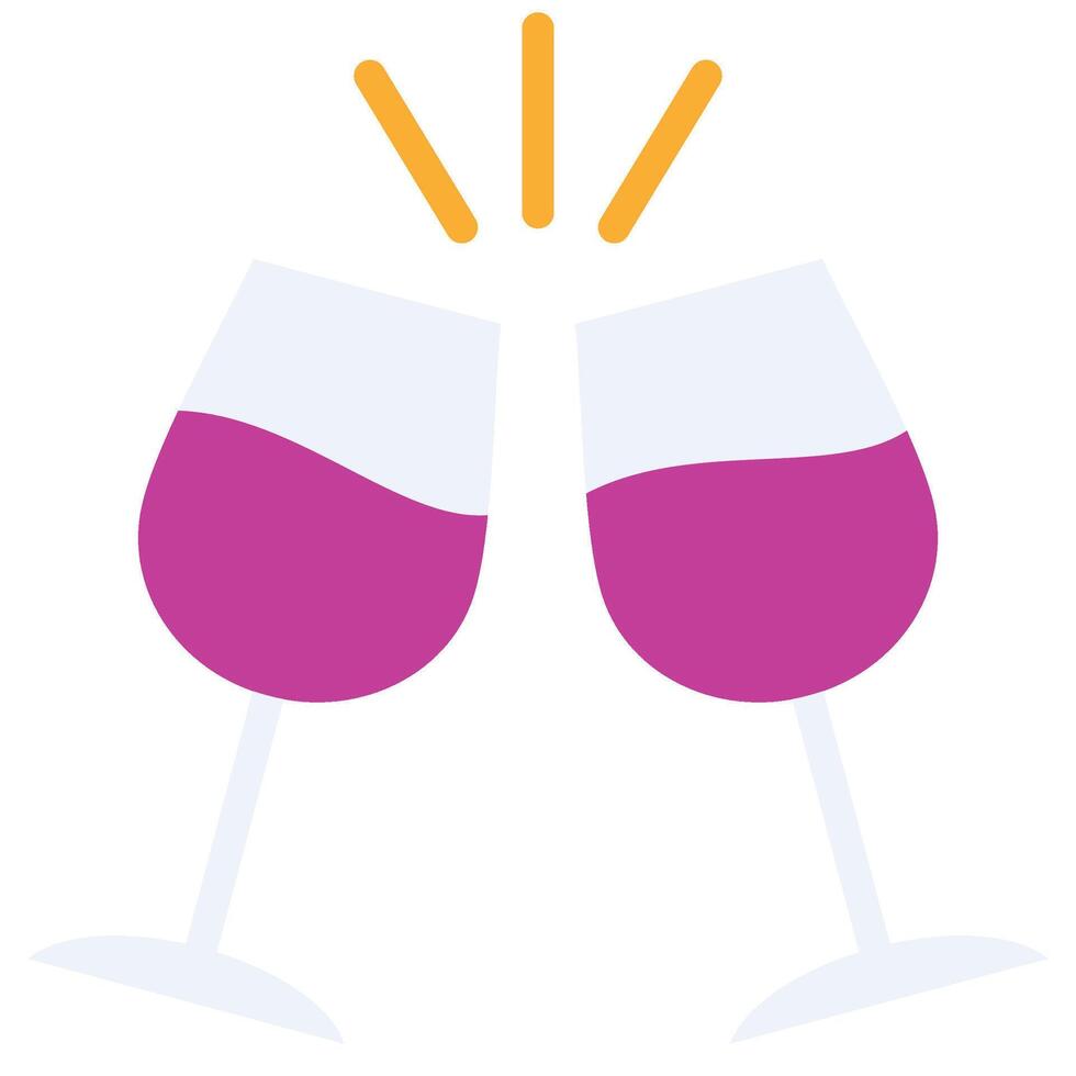 Cheers Wine Flat Design Icon, Black And White Flat Design Icon Symbol vector