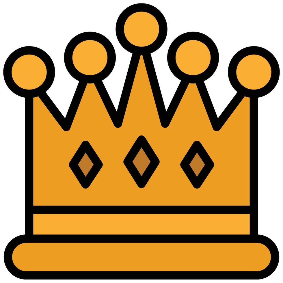 Crown Outline Flat Design Icon, Black And White Outline Flat Design Icon Symbol vector