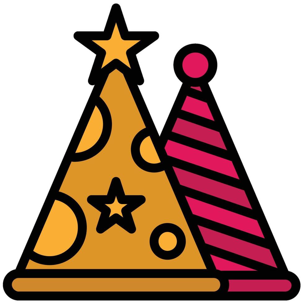 Party Hat Outline Flat Design Icon, Black And White Outline Flat Design Icon Symbol vector