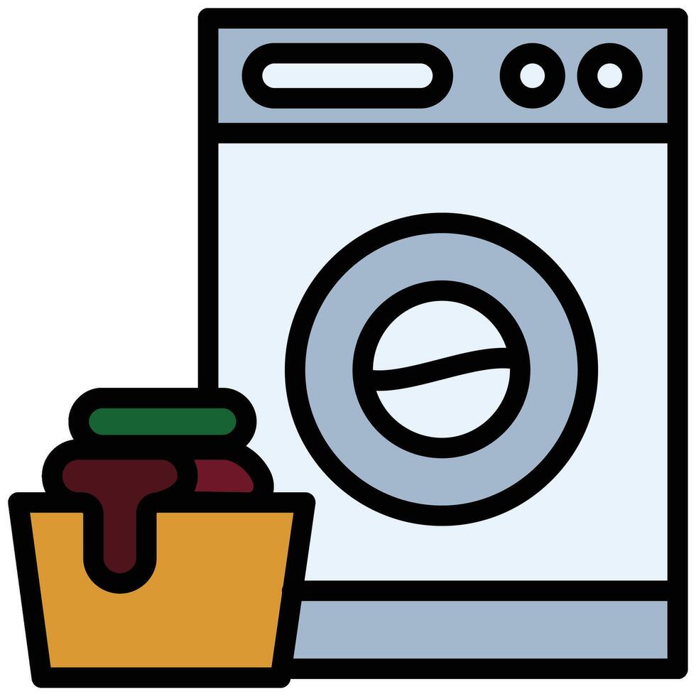 Washing Machine and Basket Icon, Flat Design Style Icon, Hotel Icon vector