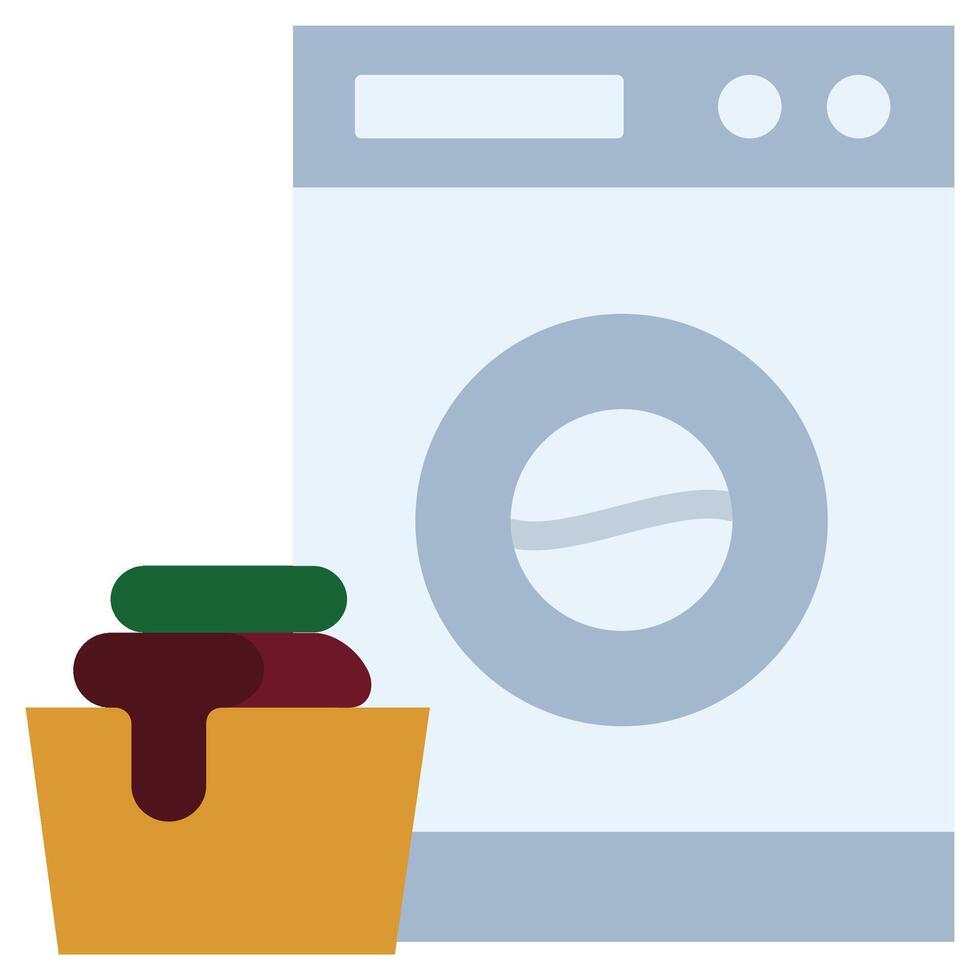 Washing Machine and Basket Icon, Flat Design Style Icon, Hotel Flat Icon vector