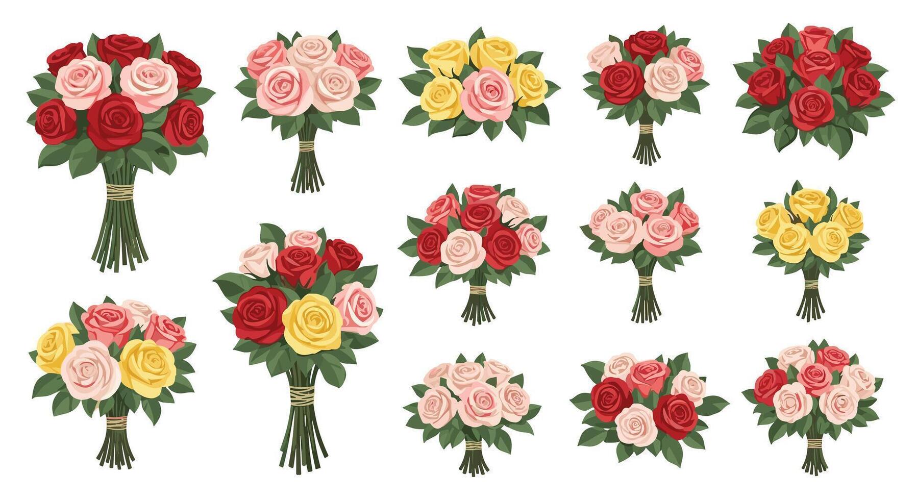 A Symphony of Blooms Exploring the Art of Rose Flower Bouquet Arrangements and Styles vector