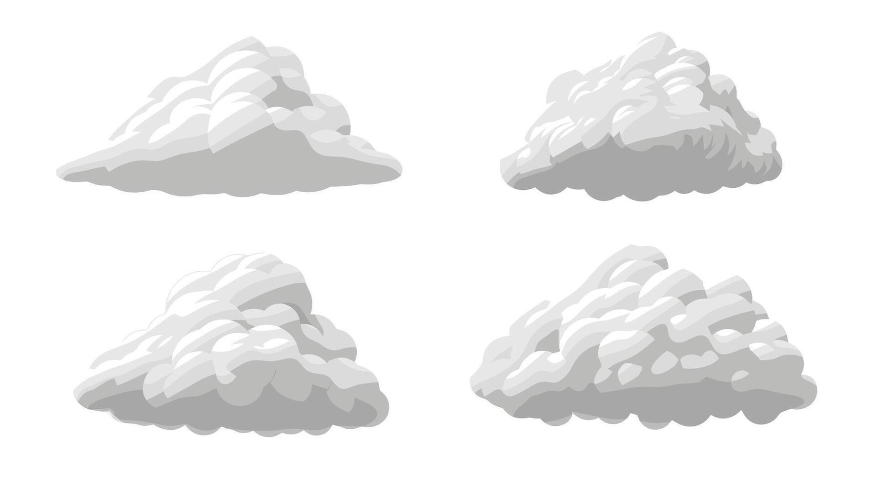 A Collection of Fluffy Clouds in Various Shapes Floating Peacefully in the Sky vector