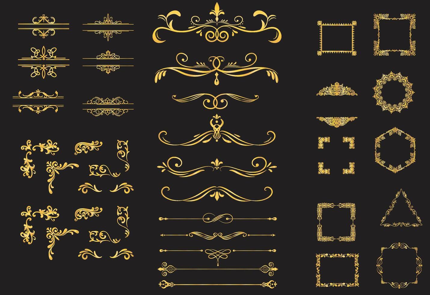 golden vintage design elements set vector