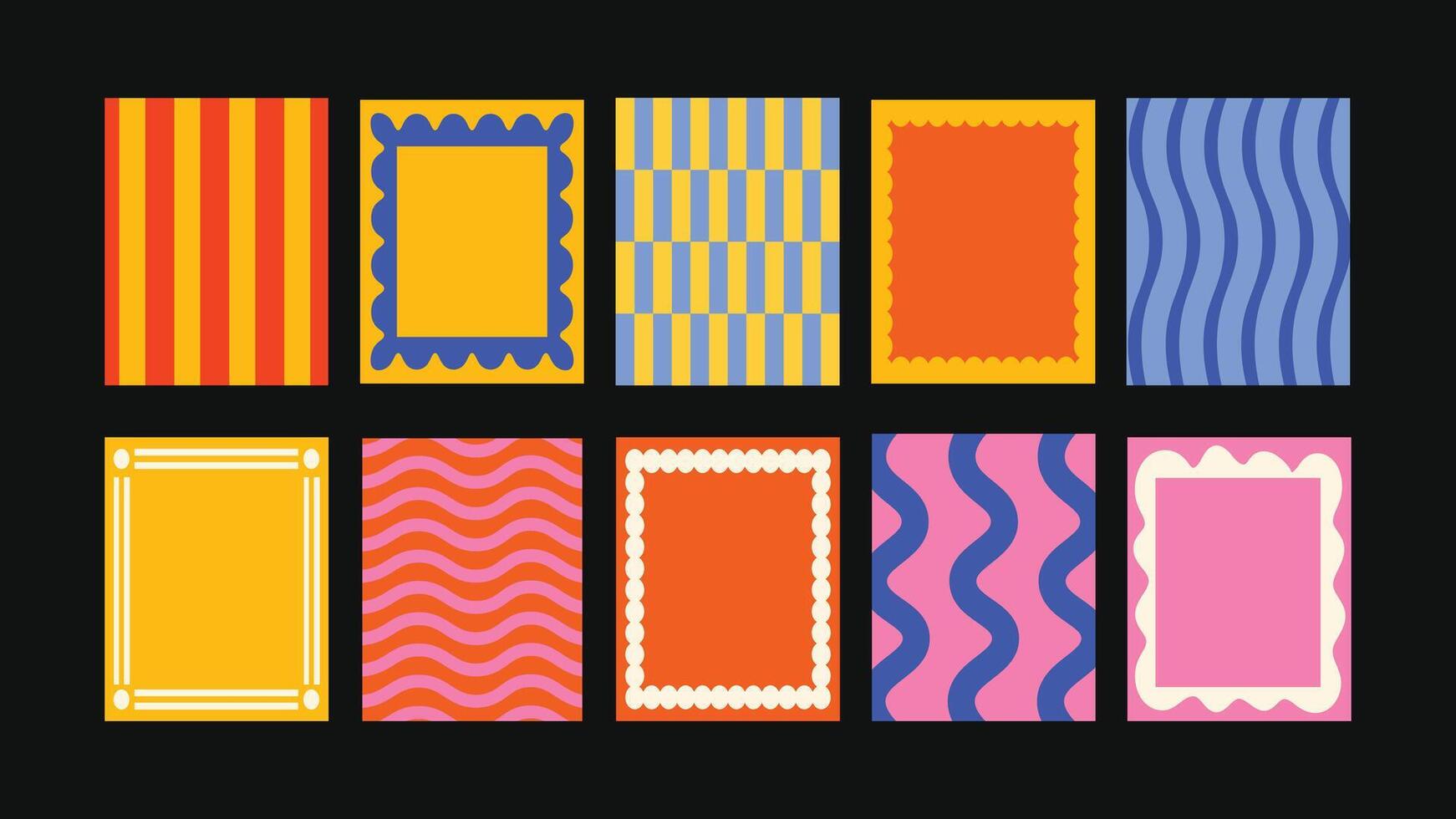 Bright minimal poster with rounded border Square poster with a playful scalloped edge. Great for fun messages, bold statements, or adding a pop-art touch to any design. vector