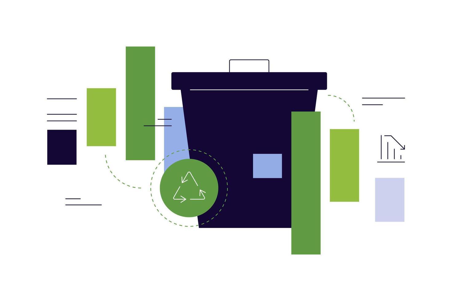 Waste statistics and waste management. Eco-friendly living concept vector