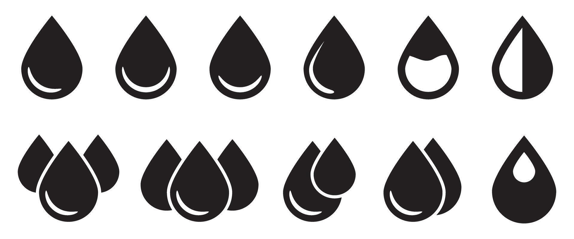 Drop icon. Water drop black icon. Oil drop icons set. vector
