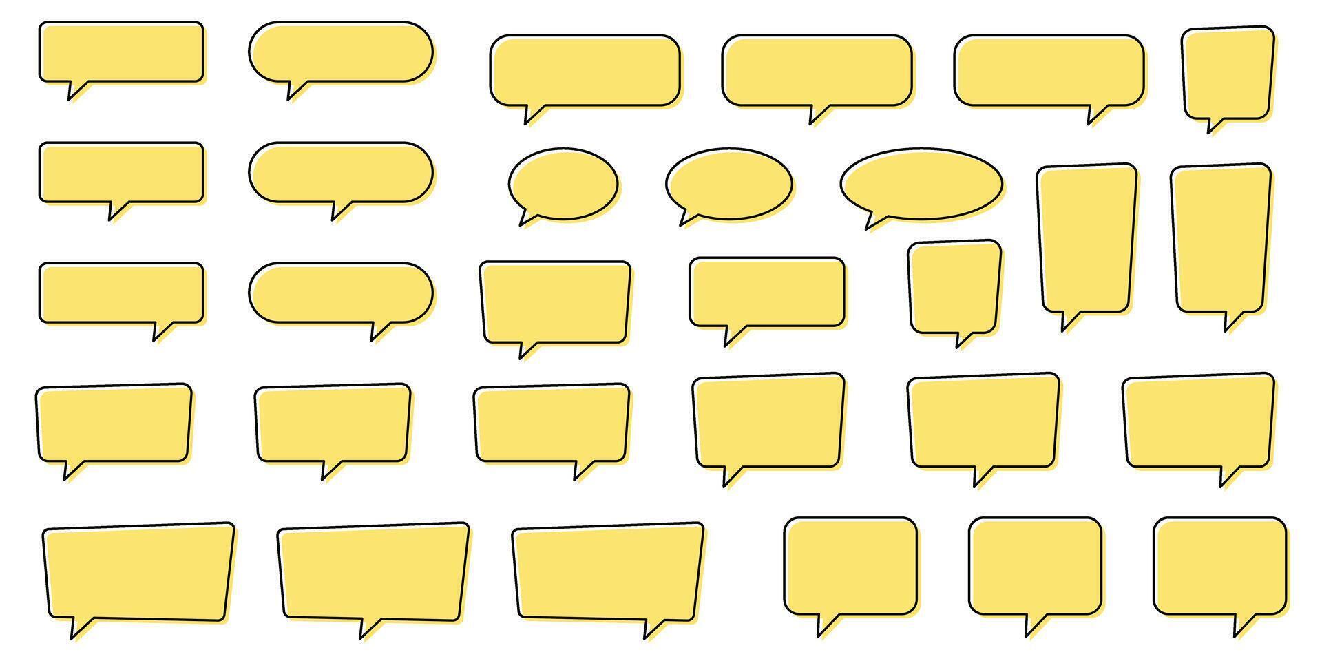 Yellow chat bubble, yellow speech bubble, message box collection. vector