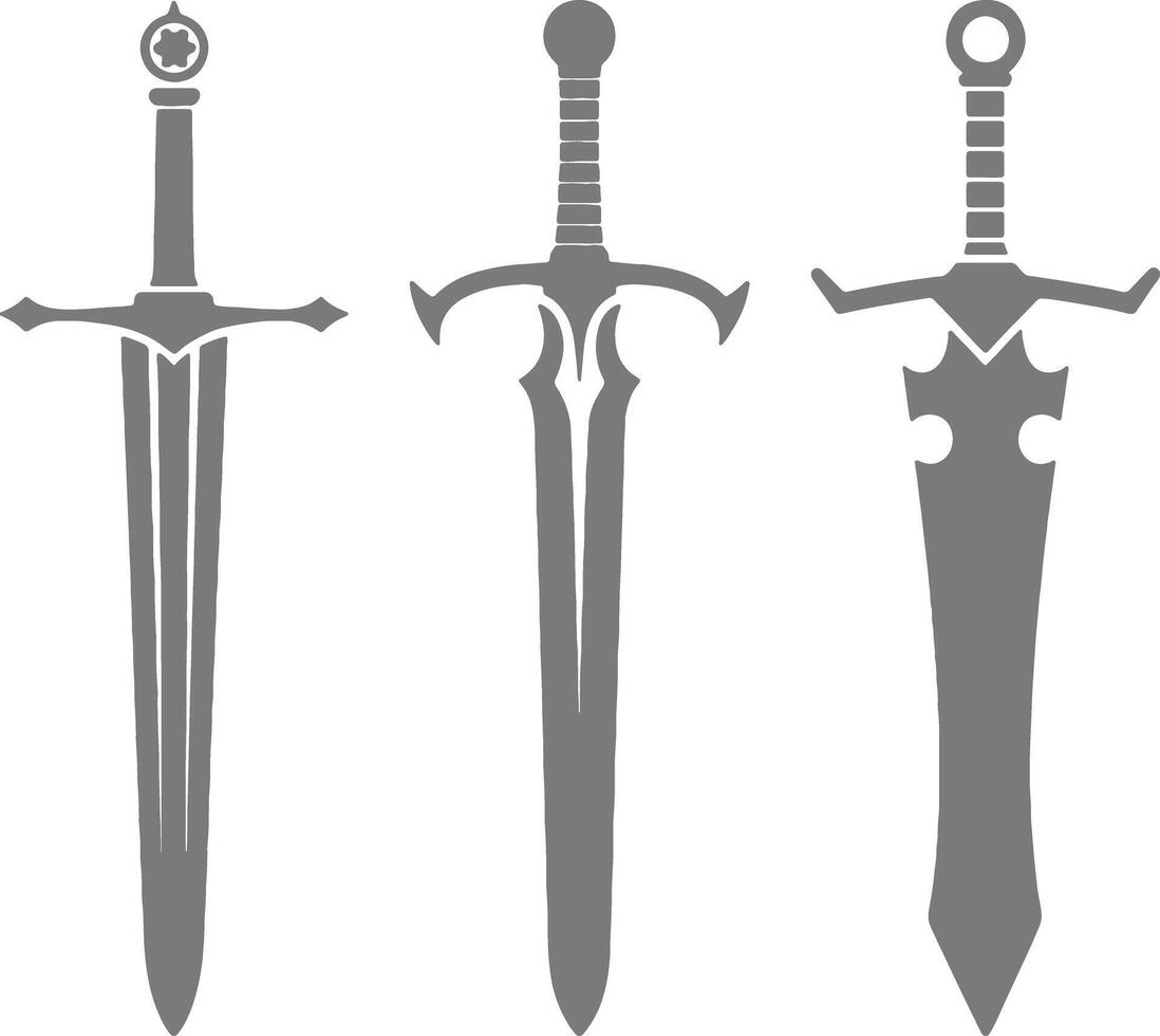 three different types of swords on a white background vector