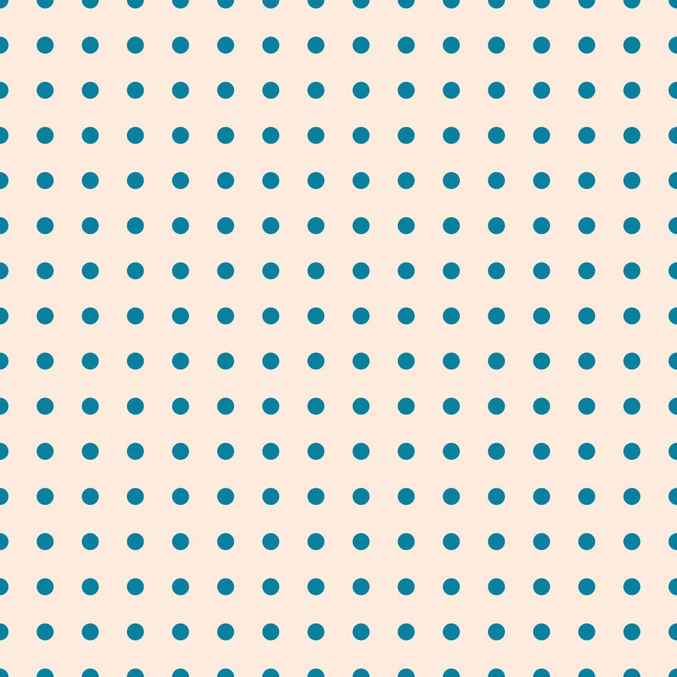 Teal Polka Dots on Cream Background, Seamless Retro Pattern for Textile Design vector