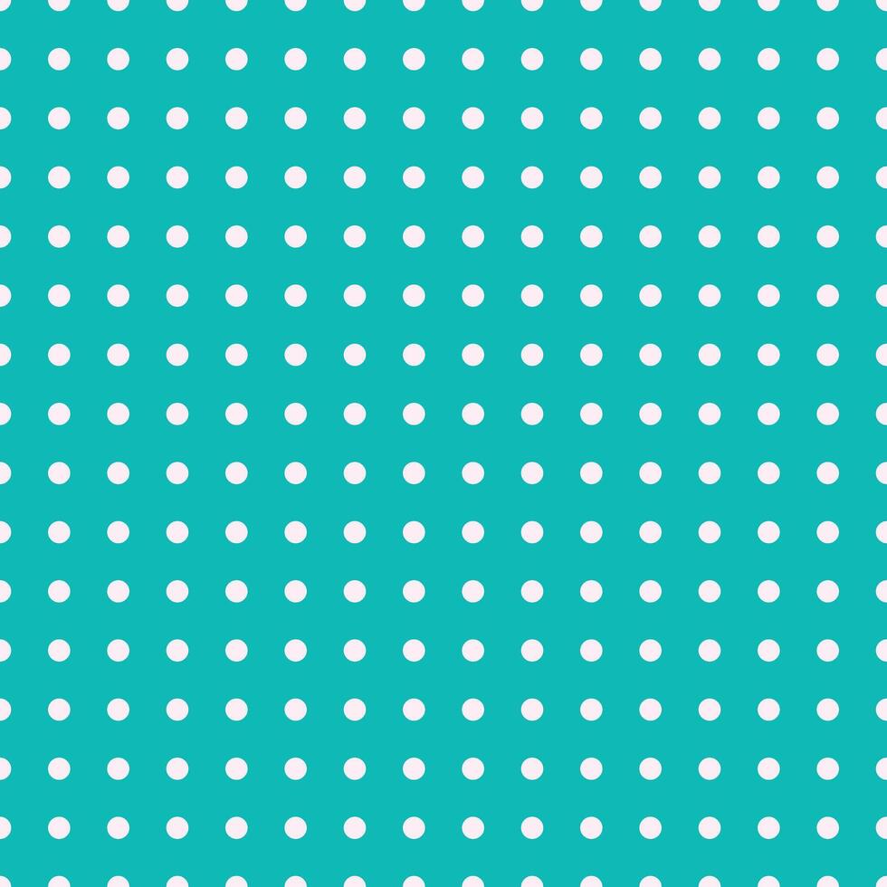 Retro Teal Background with Pale Pink Polka Dots in a Repeating Pattern vector