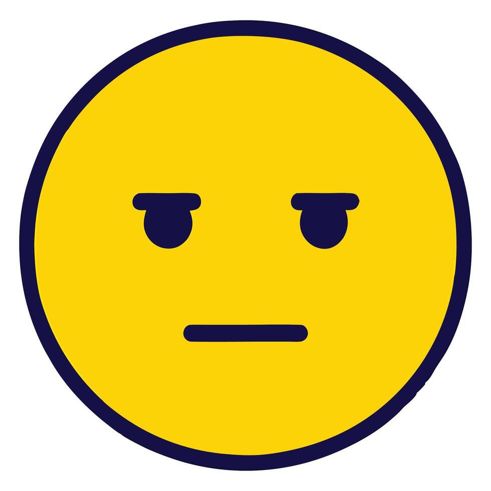 Dotted Line Face Emoji Illustration with Neutral Expression on White Background, Conceptual Cartoon Design Representing Invisibility and Emotional Detachment vector