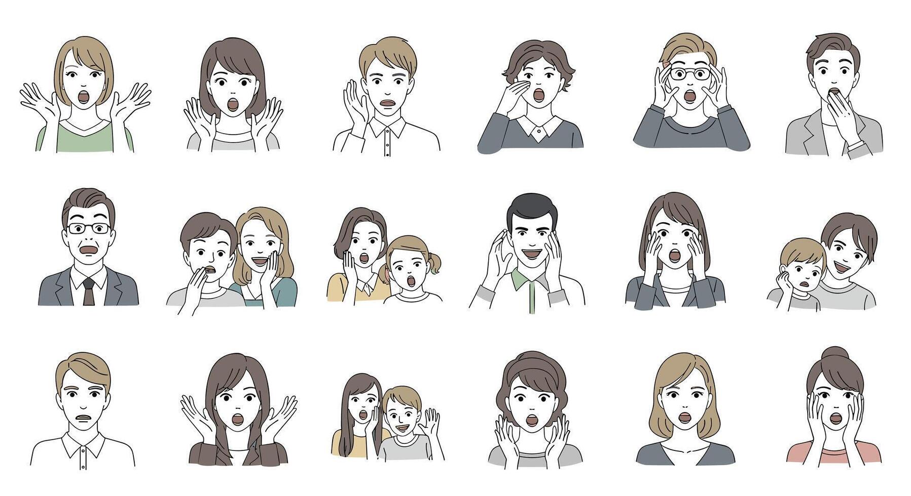 Emotions and Feelings Portrayed by a Diverse Set of People Exhibiting Different Reactions vector