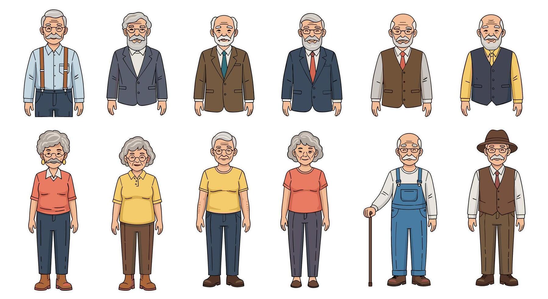 Elderly Portraits Pixel Art Collection A Study in Digital Geriatric Representation vector