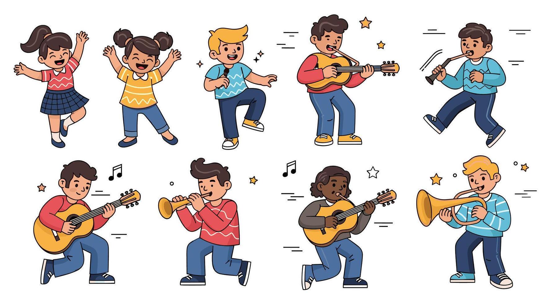 Joyful Sounds of Childhood A Pixel Art Celebration of Music and Movement vector
