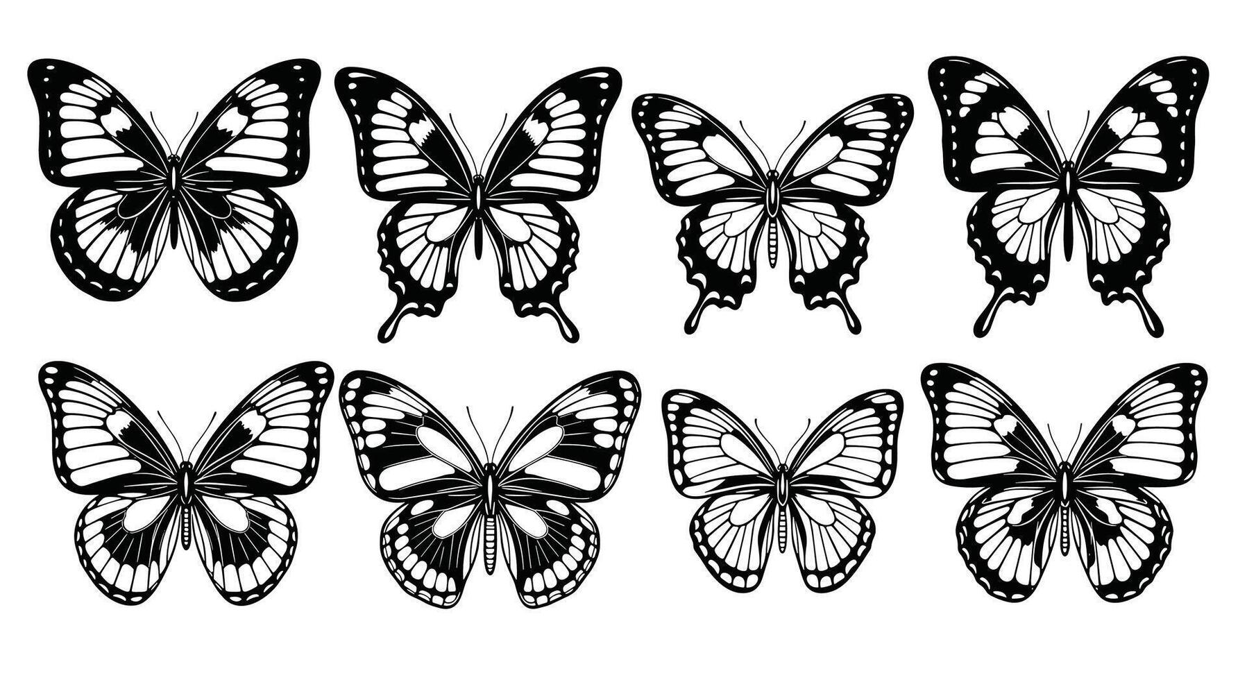 A Collection of Butterfly Illustrations Depicting Insect Diversity Nature in a Grouping vector