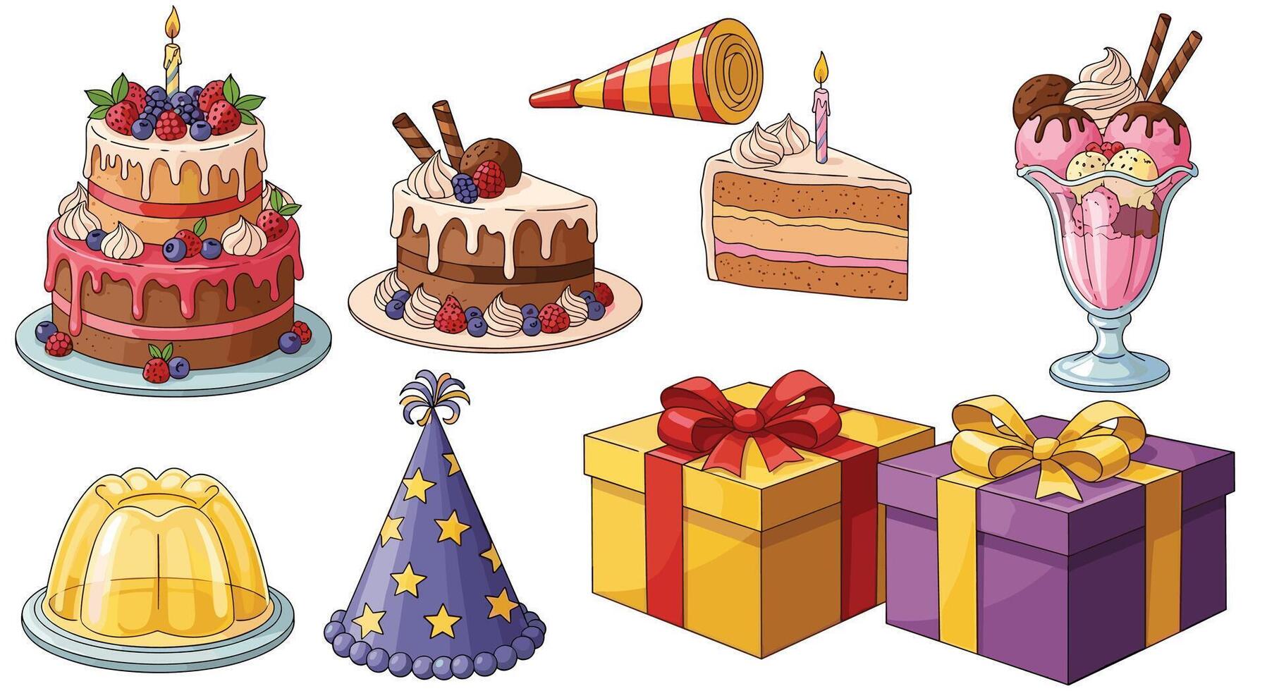 A Vibrant Celebration of Sweet Treats and Festive Gifts for a Joyful Occasion vector