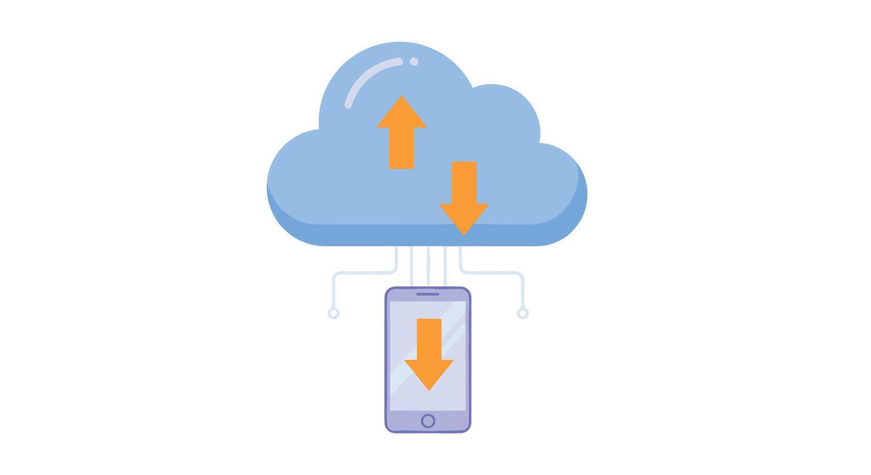 Data Transfer Mobile Device Cloud Connectivity Synchronization and Data Exchange Online Storage vector