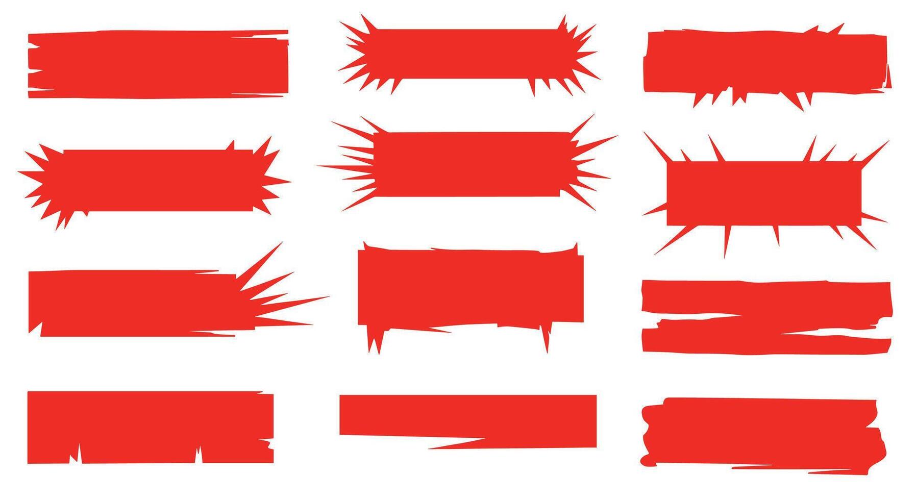Bold Red Brush Stroke Banners for Highlighting Text and Adding Visual Emphasis to Design vector