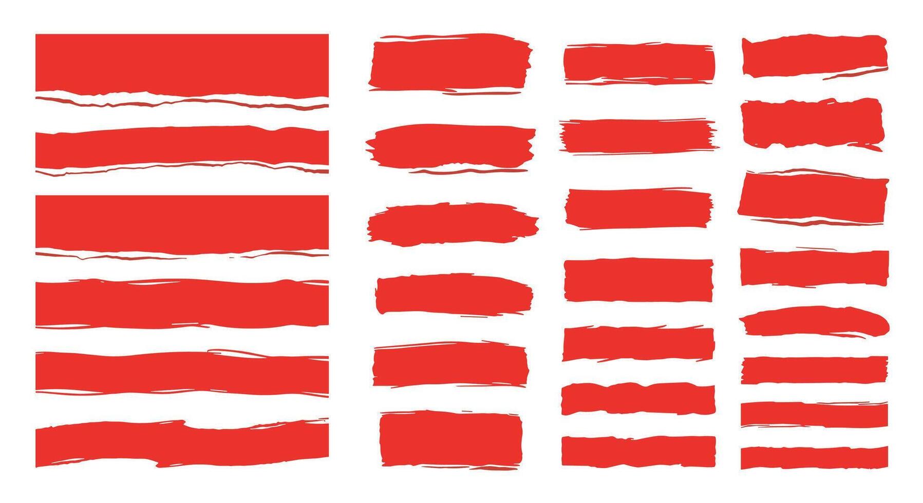 A Wide Array of Hand Drawn Red Brush Stroke Collection for Various Purposes vector
