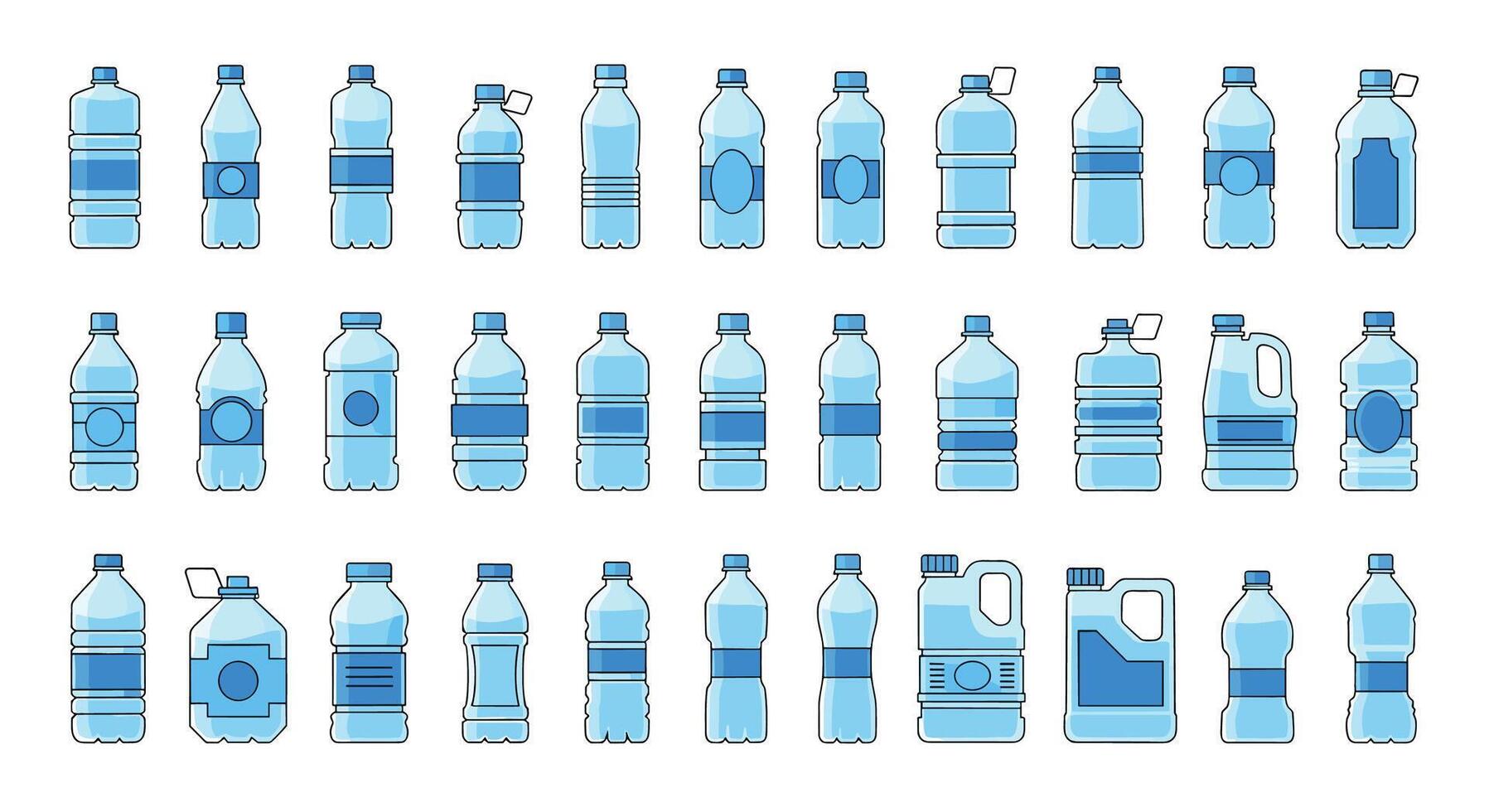 Diverse Collection of Plastic Water Bottles Filling a Wide Range of Use Cases vector