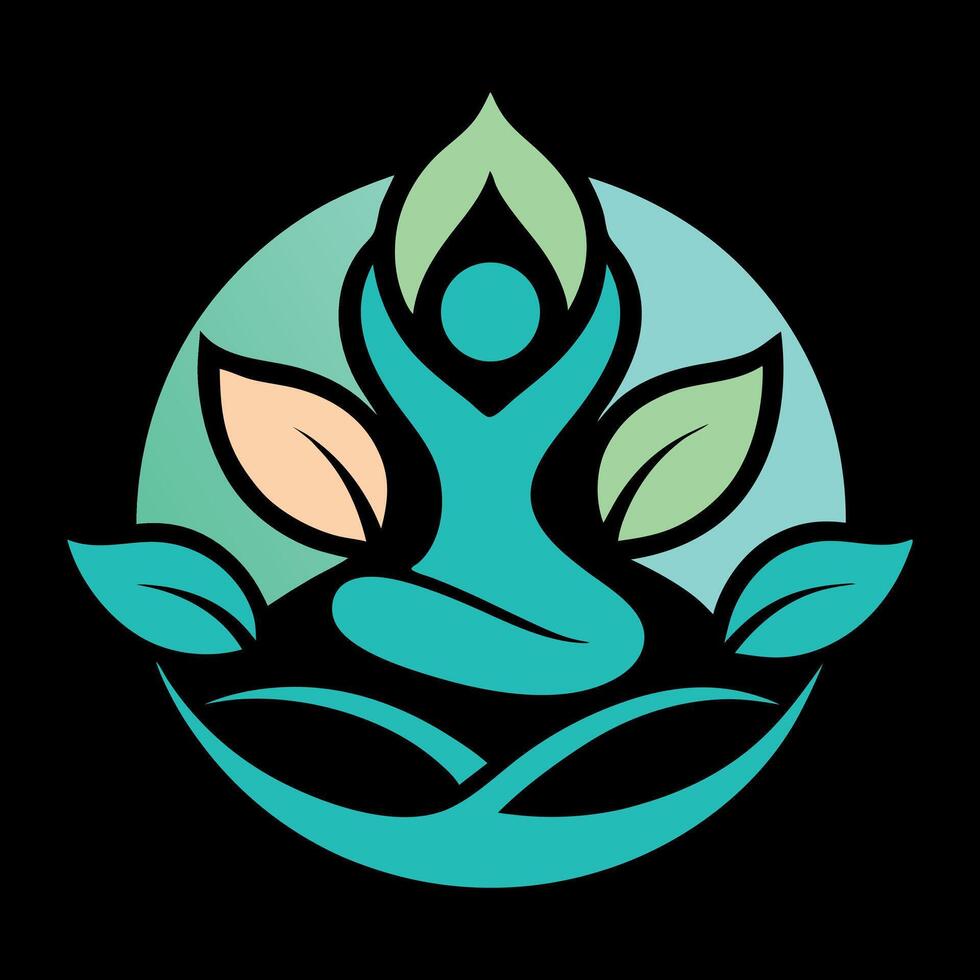 Yoga and nature harmony logo design vector